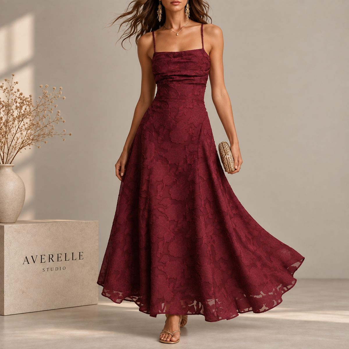 FLORENCIA | VESTIDO LARGO LENCERO COLOR VINO