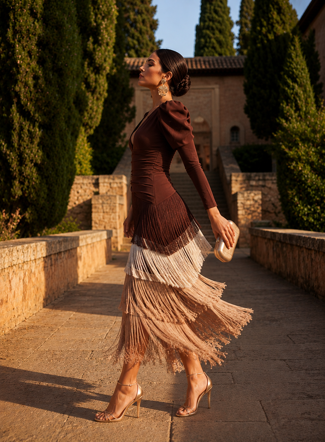 DORA | VESTIDO DE OTOÑO CON FLECOS