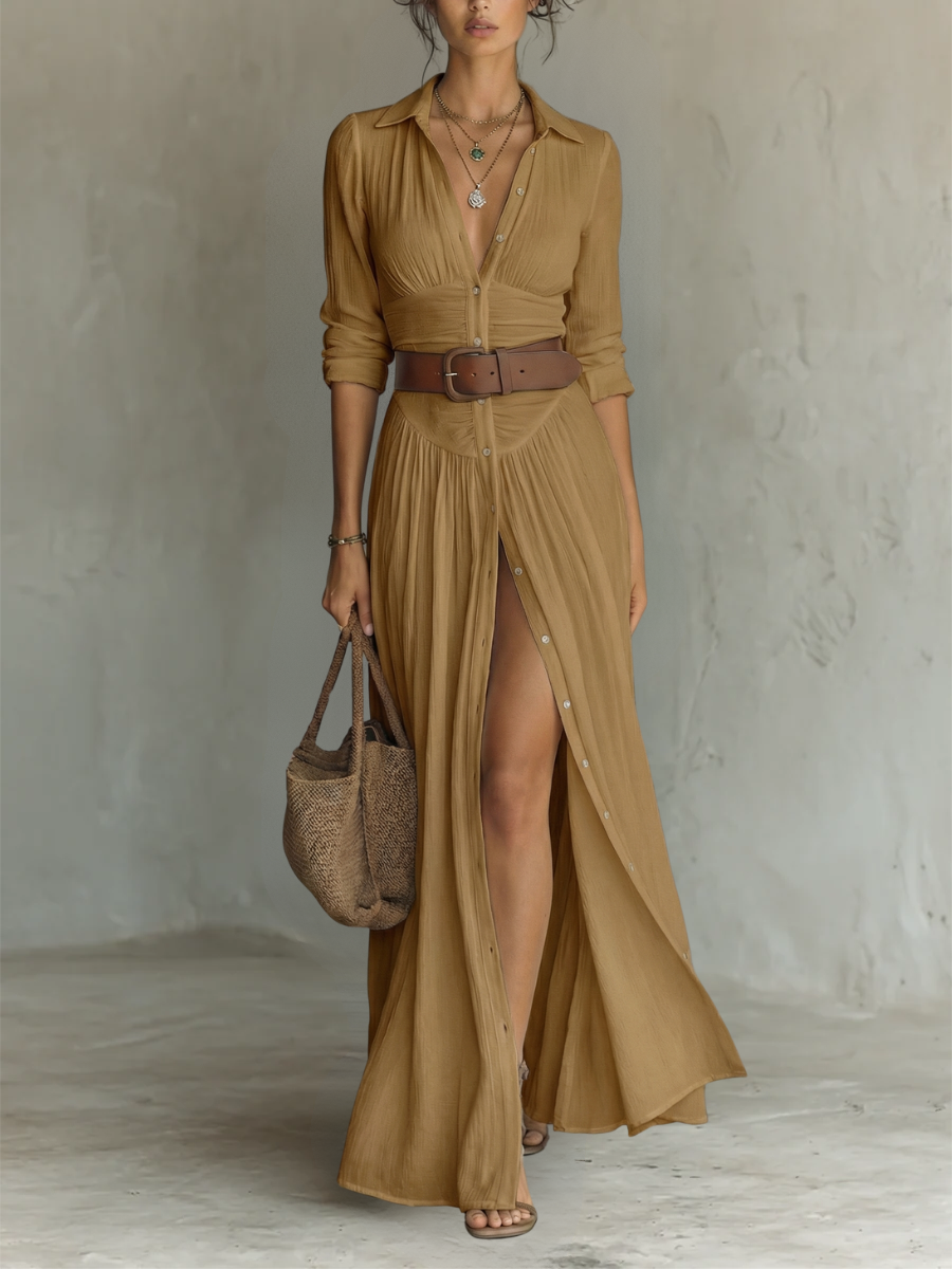 ALTEA | VESTIDO LARGO CON ABERTURA