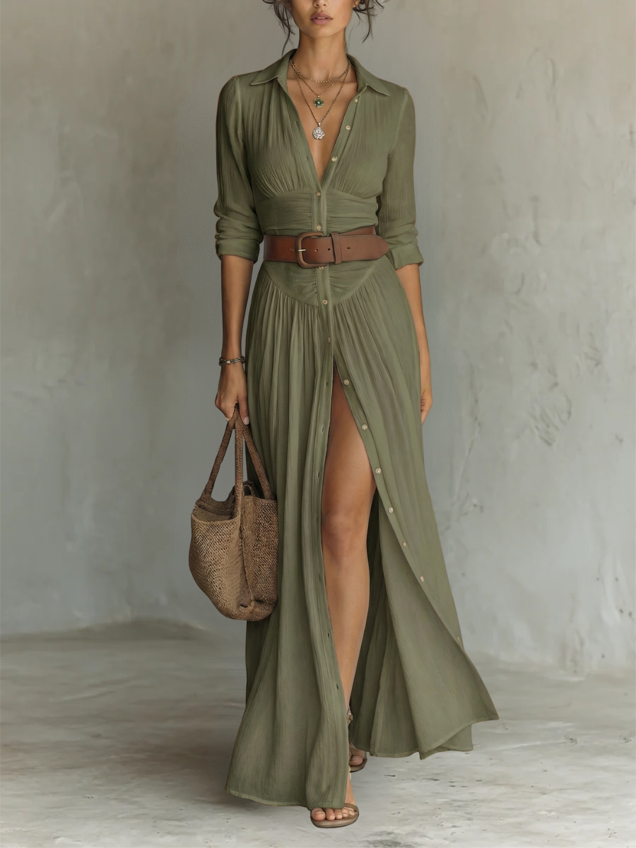 ALTEA | VESTIDO LARGO CON ABERTURA