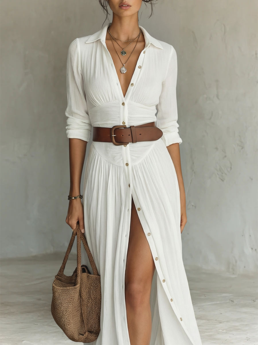 ALTEA | VESTIDO LARGO CON ABERTURA