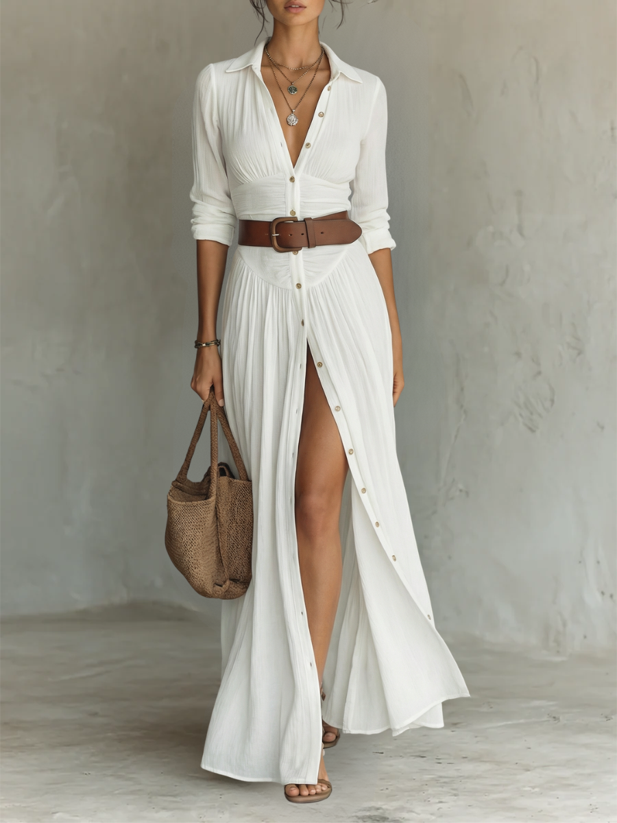 ALTEA | VESTIDO LARGO CON ABERTURA