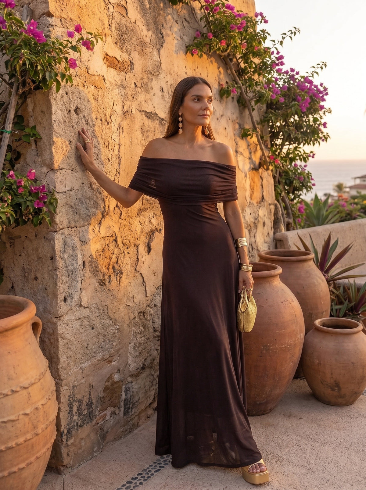 TRIANA | VESTIDO LARGO HOMBROS CAÍDOS
