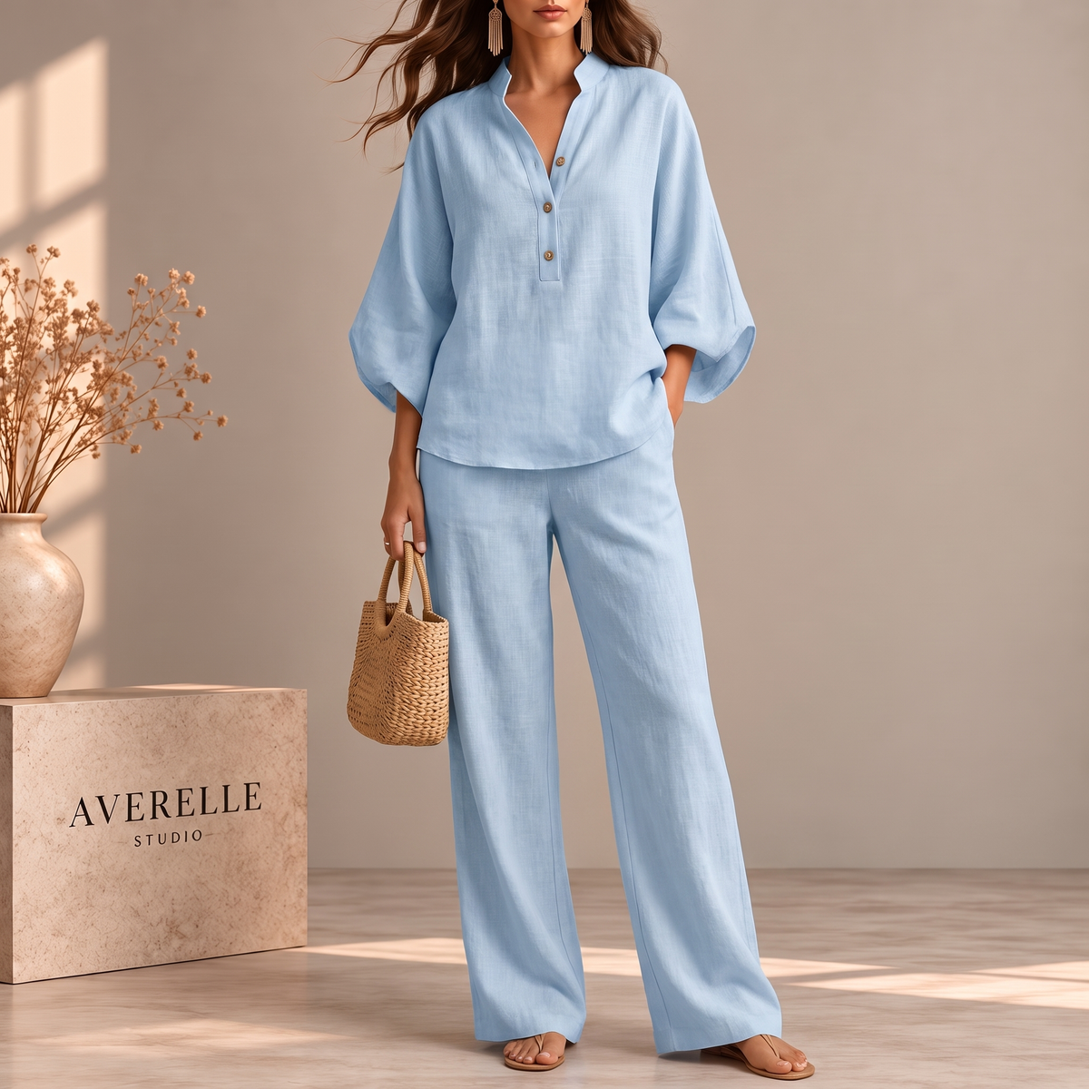 YAZMÍN | CONJUNTO FLUIDO ELEGANTE CON PANTALÓN AMPLIO