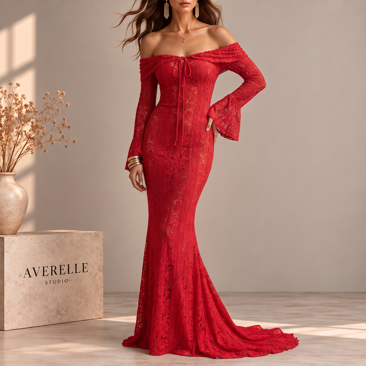 VALERIA | VESTIDO LARGO ENCAJE