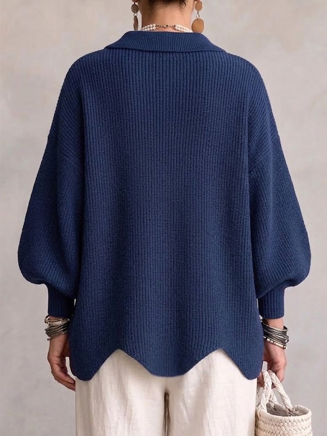 STEFANIA | CÁRDIGAN OVERSIZE CON CUELLO Y BOTONES
