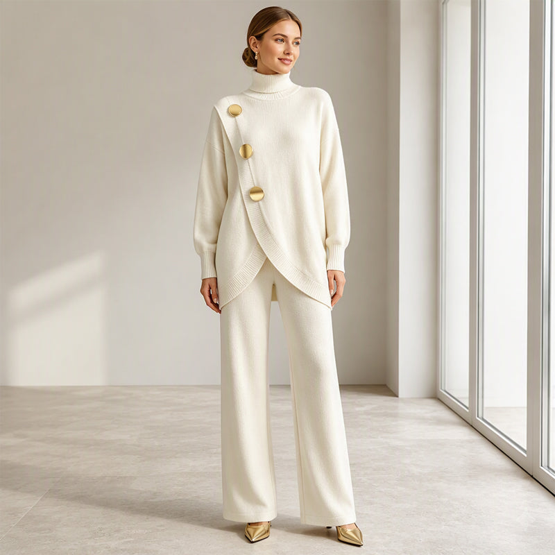 NOA | CONJUNTO DE PUNTO JERSEY CUELLO ALTO Y PANTALÓN ANCHO