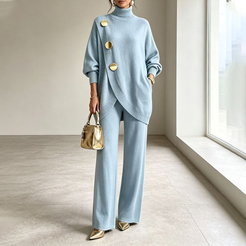 NOA | CONJUNTO DE PUNTO JERSEY CUELLO ALTO Y PANTALÓN ANCHO