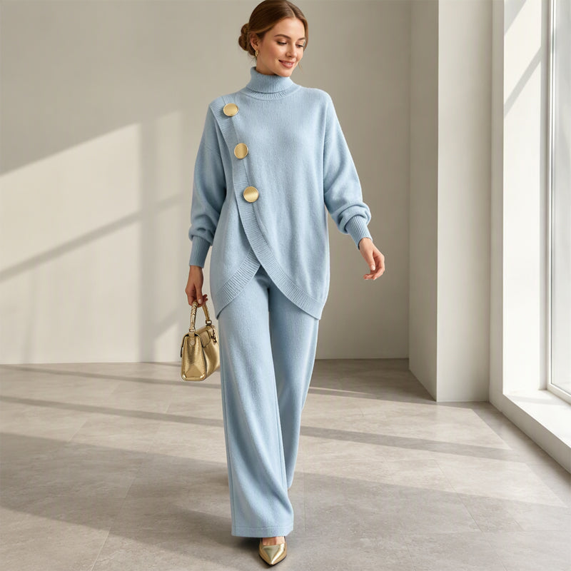 NOA | CONJUNTO DE PUNTO JERSEY CUELLO ALTO Y PANTALÓN ANCHO